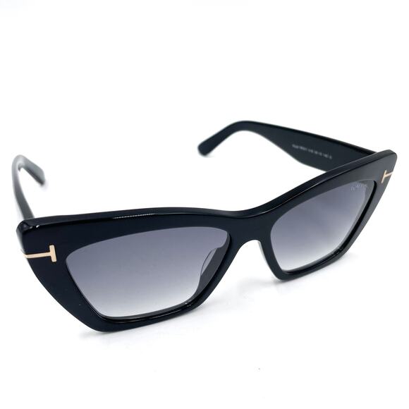 Tom Ford Wyatt Sunglasses Cat-Eye Black  Acetate Gray Gradient Lens TF871 - Picture 4 of 14